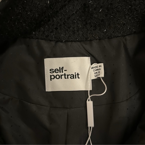 Self Portrait sequin knit blazer black jacket - Picture 3 of 3